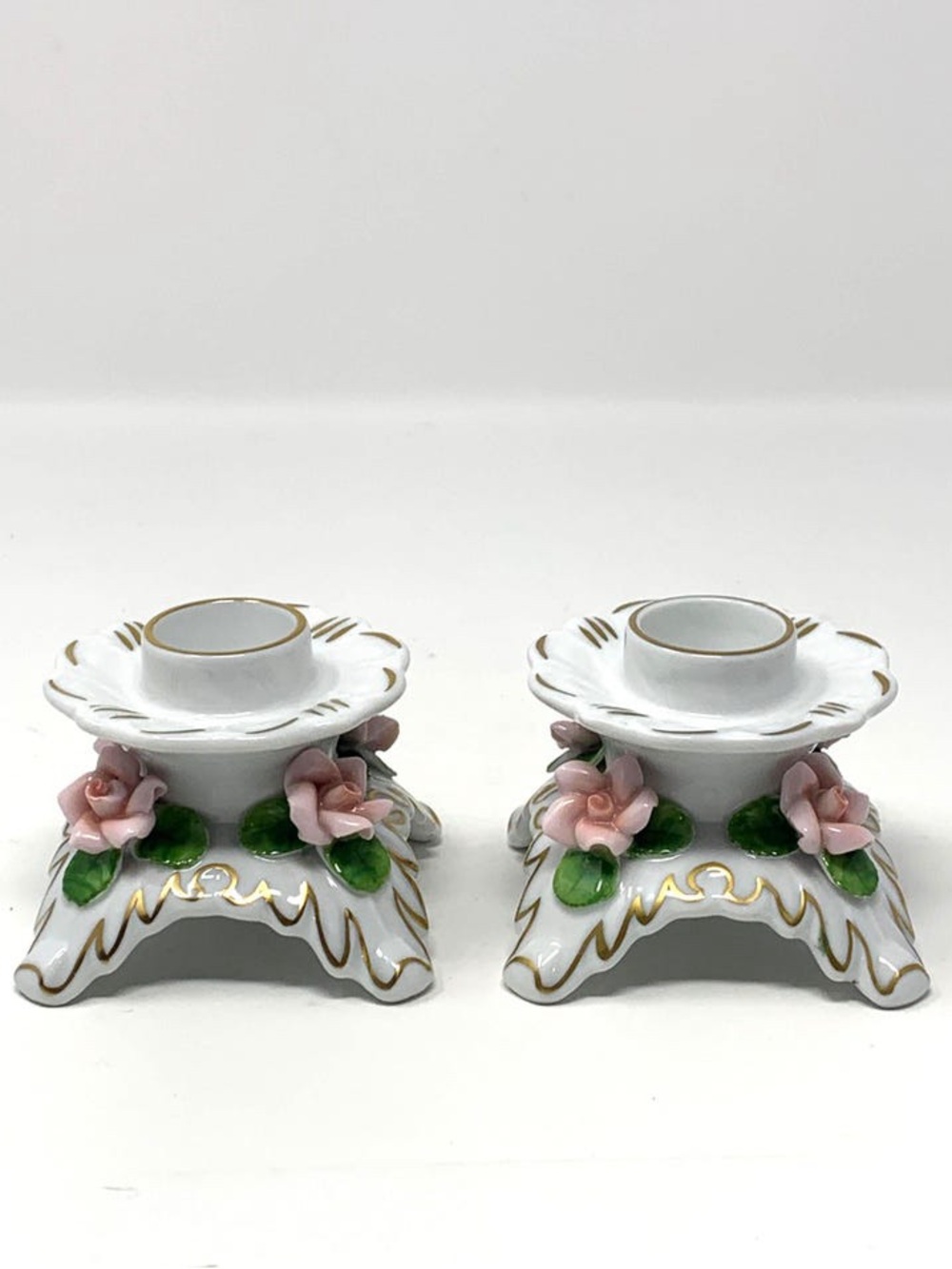 Vintage Alka Kunst Porcelain Floral Candelabra Set